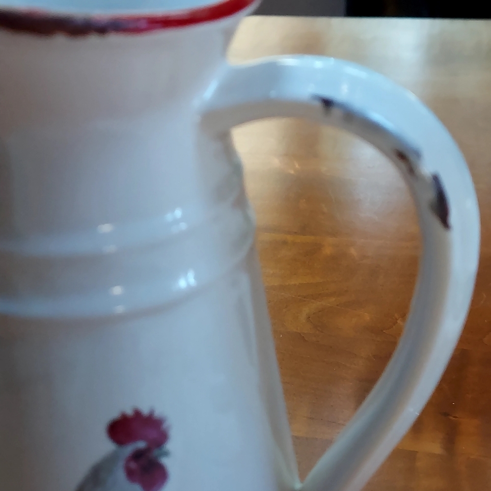 White Ceramic Rooster Pitcher - Picture 4 of 10